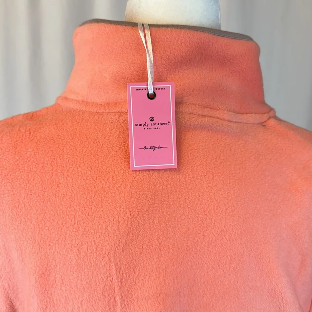 NWT - SIMPLY SOUTHERN CORAL GREY FLEECE LONG SLEEVE PULLOVER JACKET, SIZE L. - Picture 8 of 8